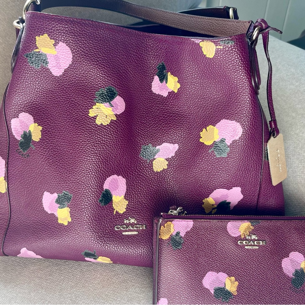 Coach handbag floral w/ matching wallet